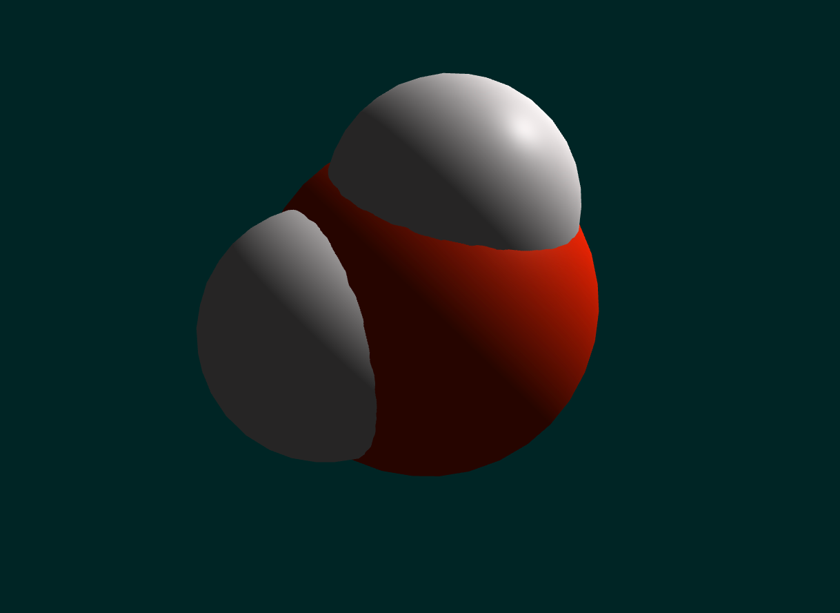 Water molecule 3D model space filling
