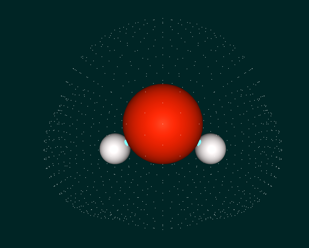 Water molecule 3D model interaction